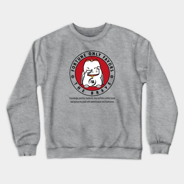 Super Maneki Neko Cat Circle Crewneck Sweatshirt by ulunkz